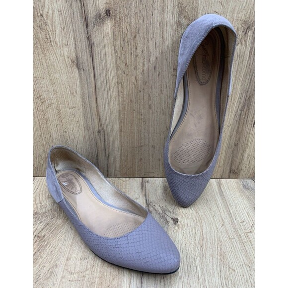 Corso Como Flats Shoes Women's 10 Suede Slate Gray Snakeskin Patent Comfort BR01 - Picture 1 of 16